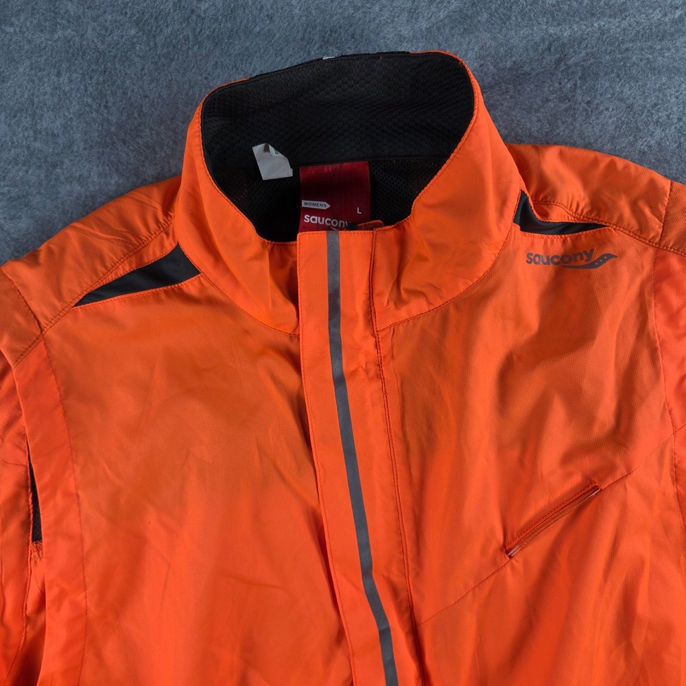 Saucony ViziPro Running Vest Mens Large Neon Orange Reflective High-Vis Athletic